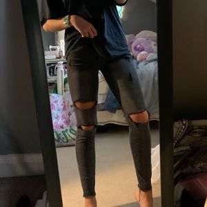 black ripped jeans